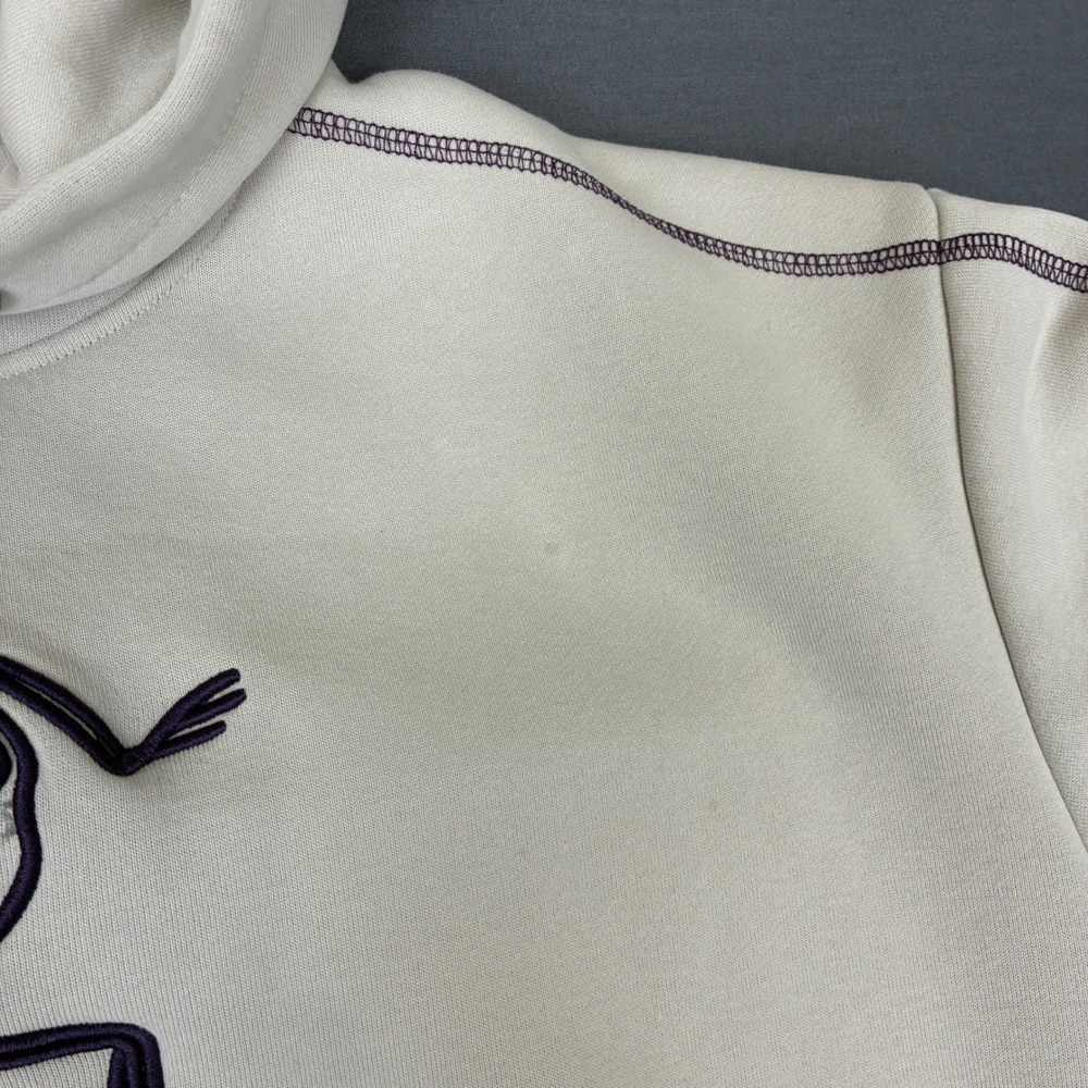 Arc'teryx Off White Pullover Hoodie Purple Spell Out Logo Size Medium - Picture 6 of 10
